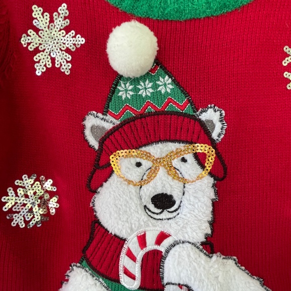 99 Jane Street Red and Green Polar Bear Holiday Sweater Size S - Picture 7 of 9